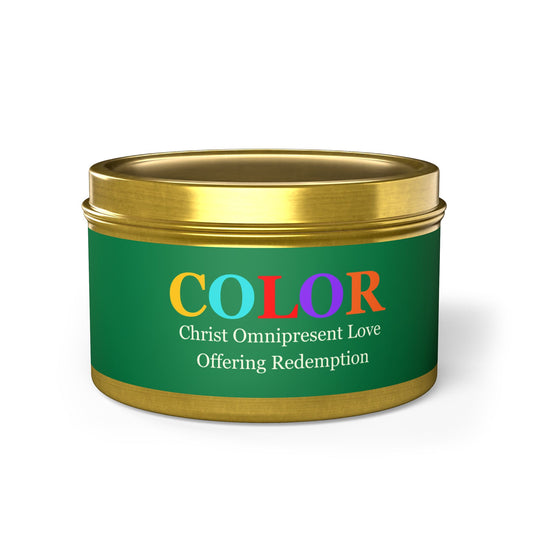 Colorful Tin Candles - Christ Omnipresent Love Offering Redemption Aroma