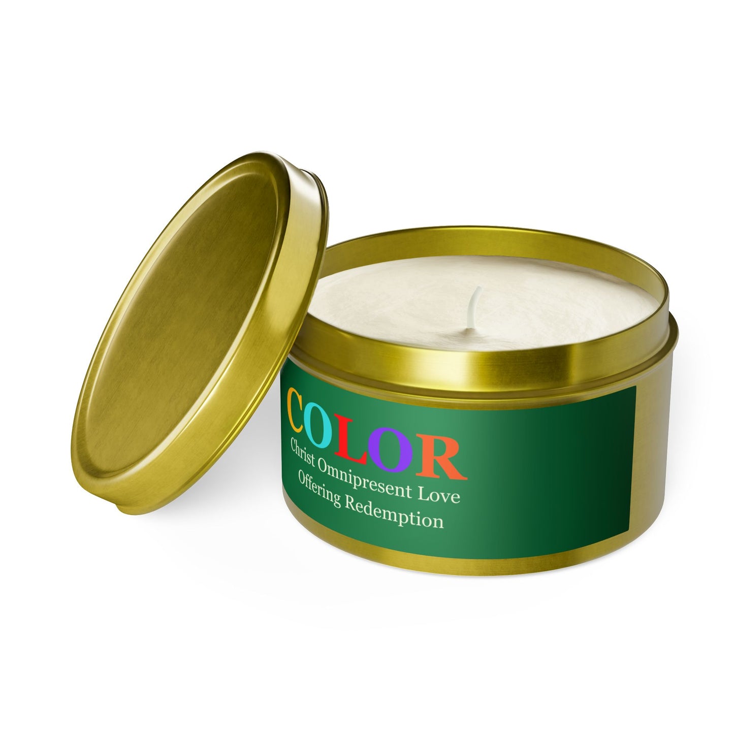Colorful Tin Candles - Christ Omnipresent Love Offering Redemption Aroma