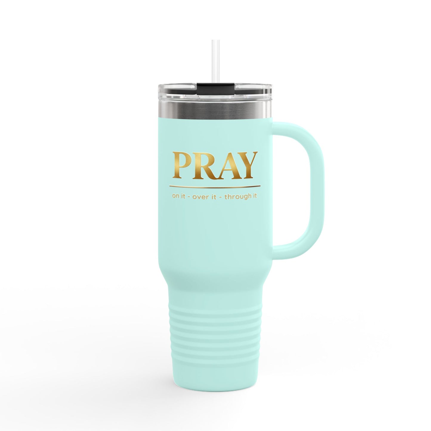 COLOR PRAZZ PRAY 40oz Insulated Travel Mug — Christian Faith Stainless Steel Tumbler