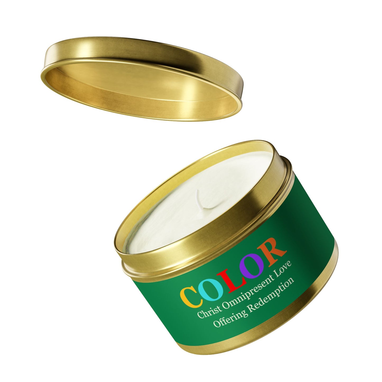Colorful Tin Candles - Christ Omnipresent Love Offering Redemption Aroma