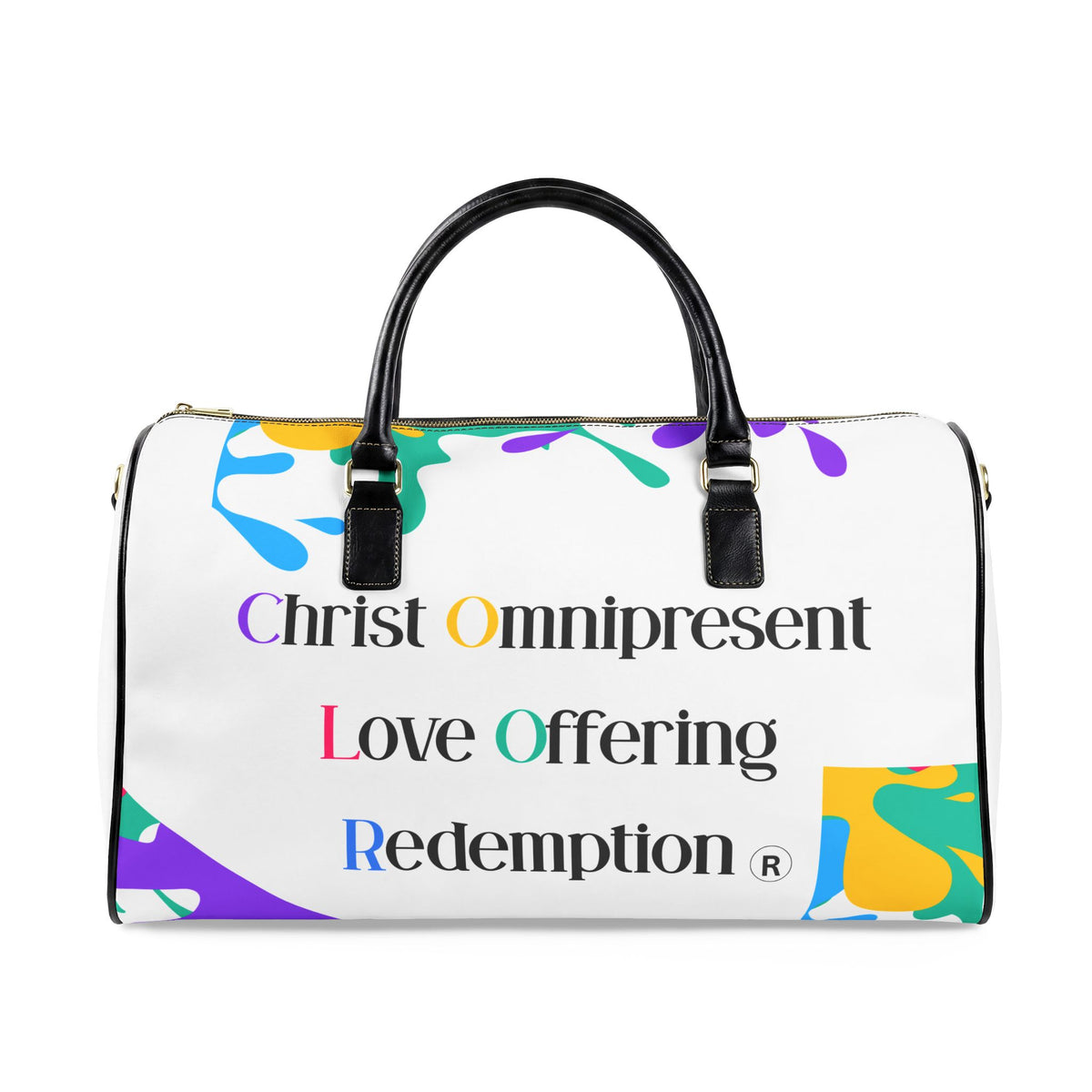 Christ Omnipresent Love Offering Redemption Faux Leather Travel Bag